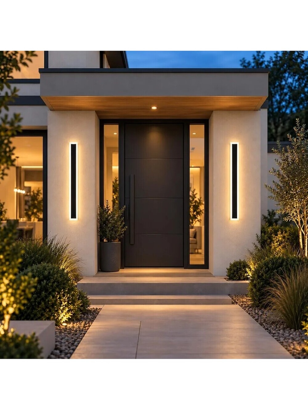 23.6" Outdoor Wall Lights 2-Pack, Black LED Sconces, Dimmable